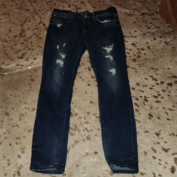 Express Blue Skinny Distressed Jeans - Picture 1 of 6
